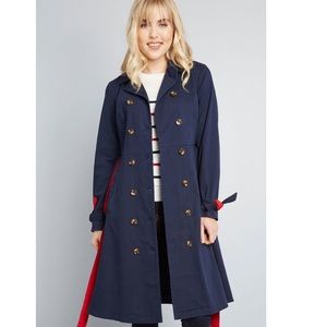 ModCloth Classic Imagination Trench Navy Small
